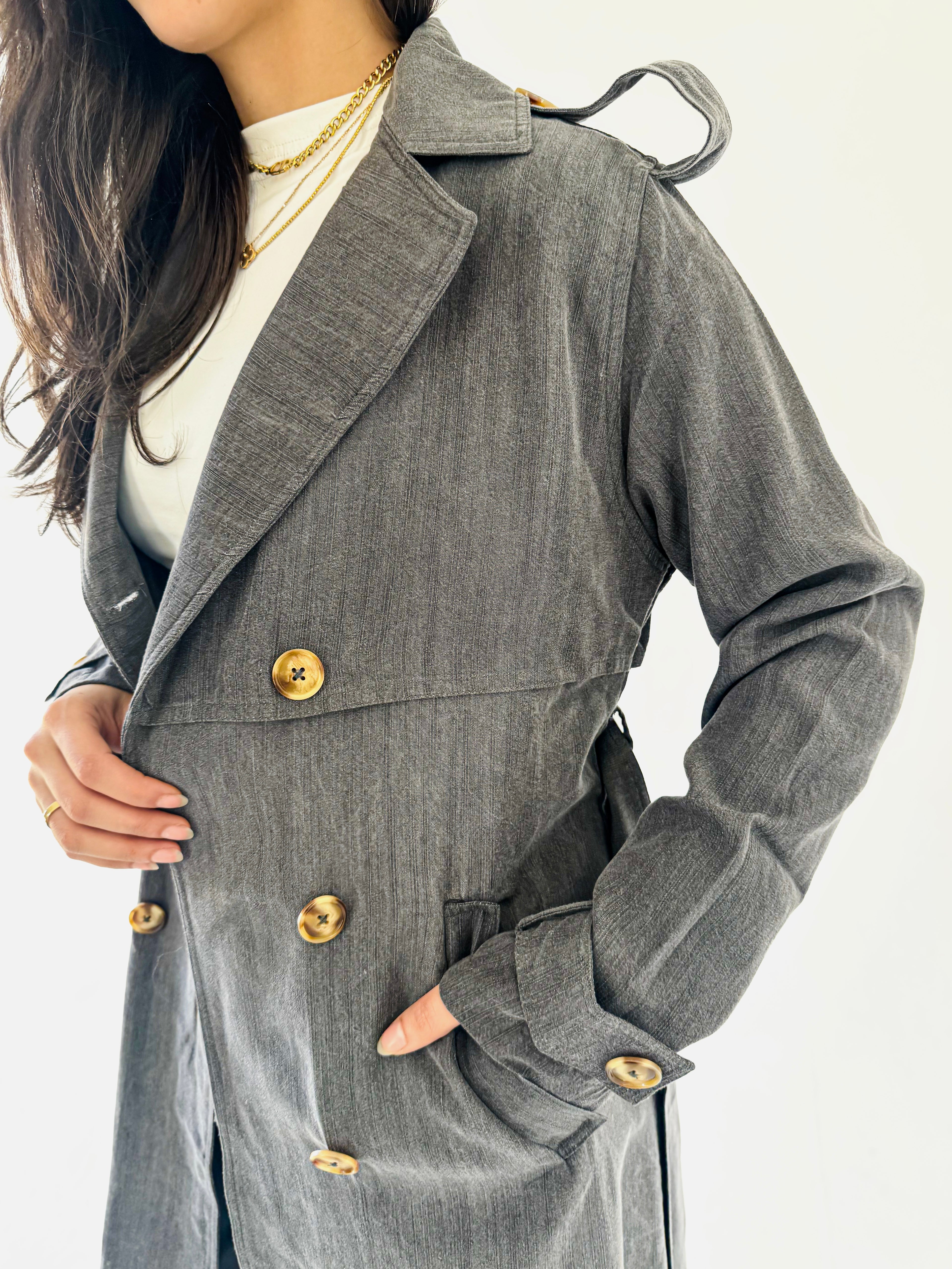 The Élan Trench Coat Denim  Blue