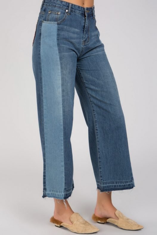 Wide-Legged Jeans With Side Panels - OnStylist